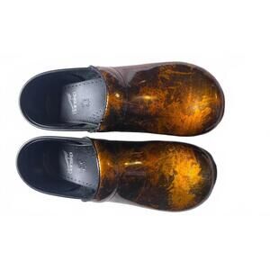 Dansko Women's Brown Patent Leather Clogs with Wedge Heel Size 9